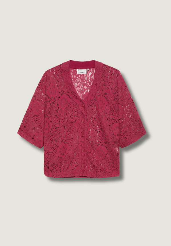 CATWALK JUNKIE Lace Baseball shirt | Cranberry Juice