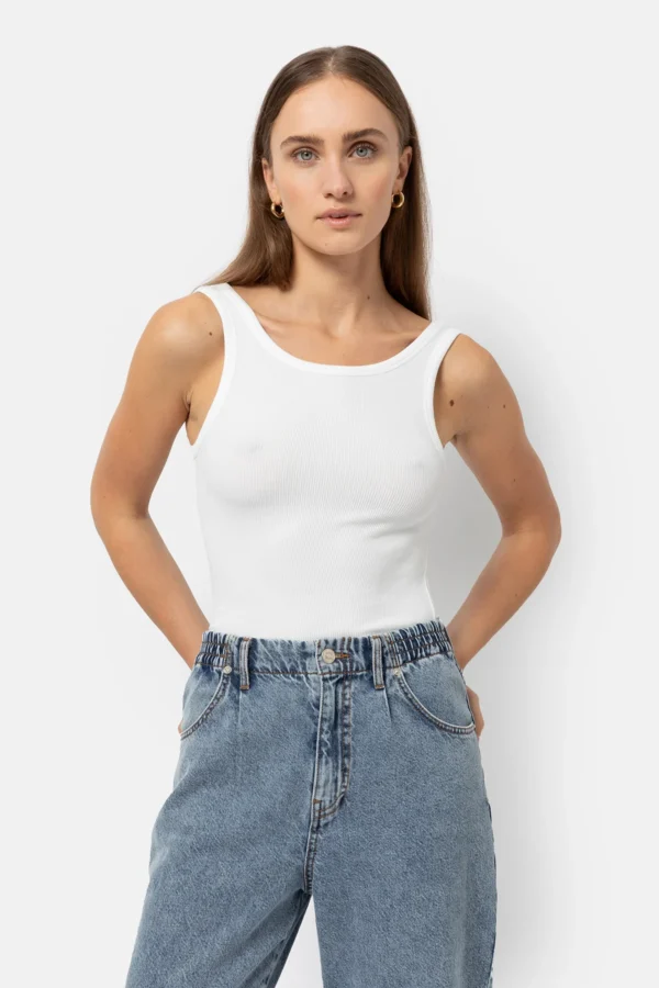 ÂME Initial Ribbed Tank Top | White