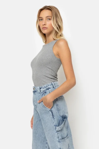 ÂME Initial Ribbed Tank Top | Marled Grey